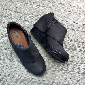 Dr. Scholls wedge, vegan leather bootie